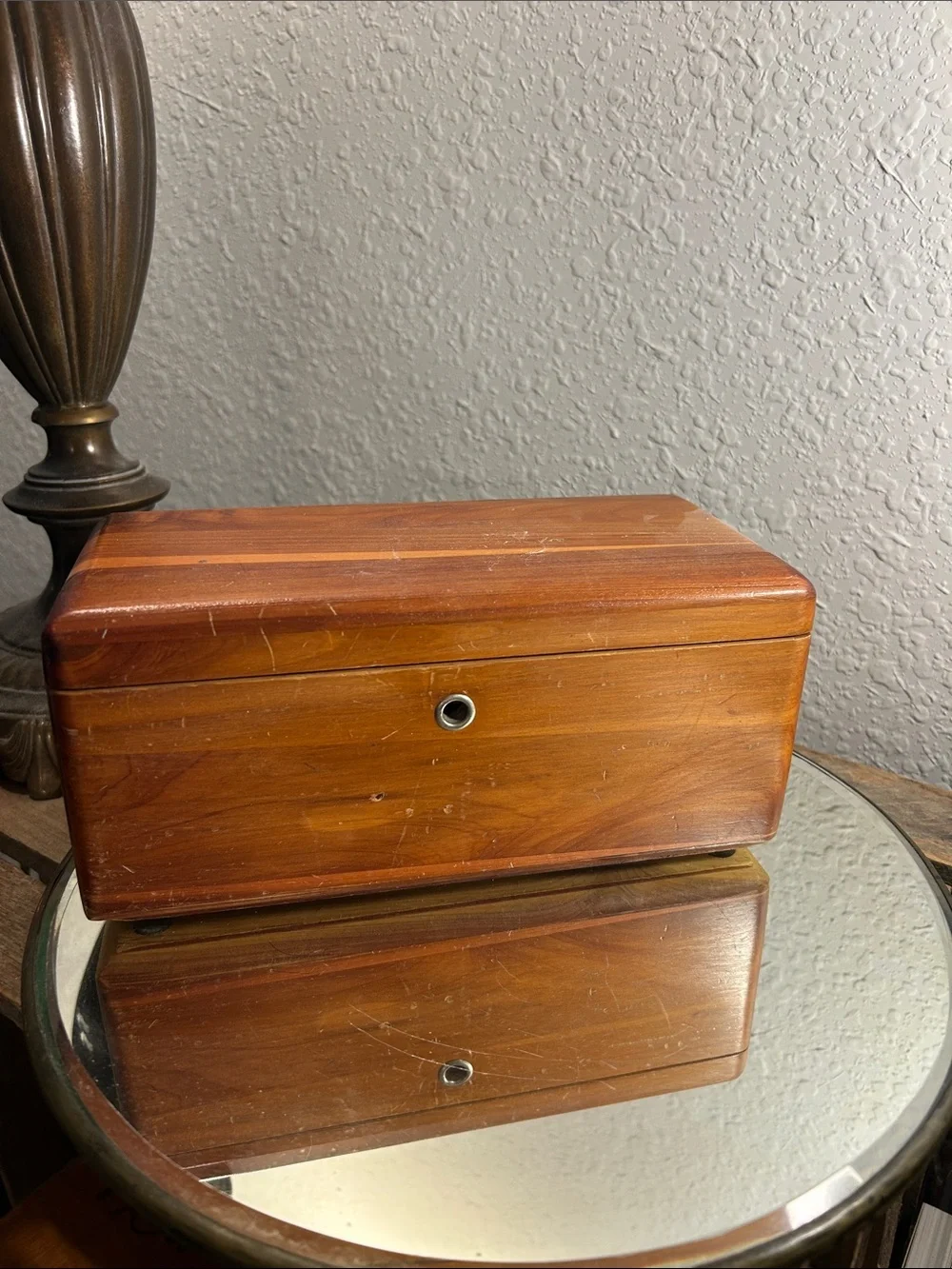 Lane Wood cedar Box in Warm Brown Finish Jewelry, Wrights Furniture, Montana